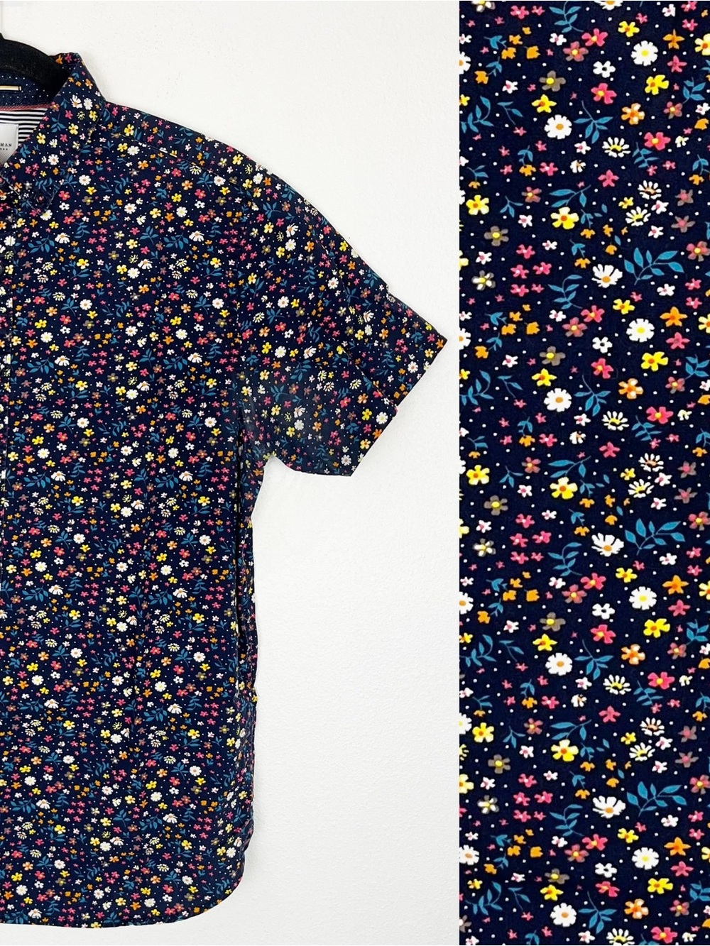 Cactus Man Floral Print Shirt Medium Slim Fit